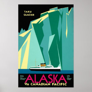 Affiche Vintage voyage de l'Alaska restaurée