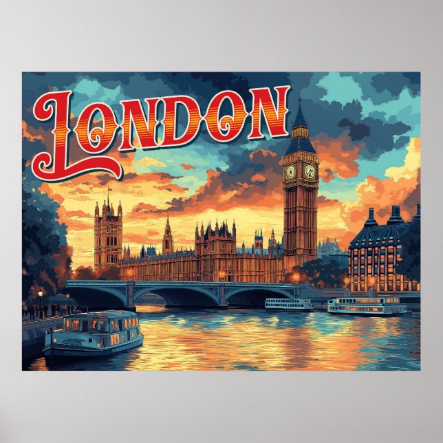 Affiche Vintage voyage de Londres (Devant)