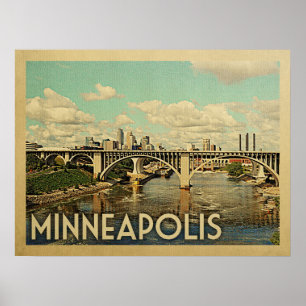 Affiche Vintage voyage de Minneapolis Minnesota