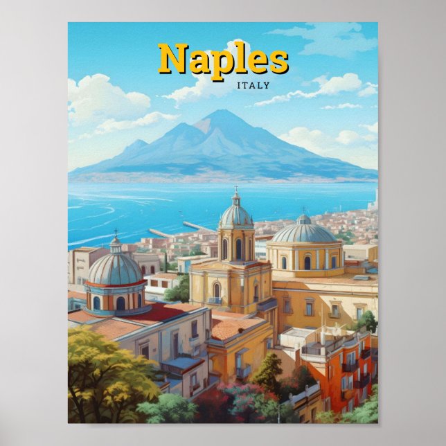 Affiche Vintage voyage de Naples Italie (Devant)