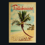 Affiche Vintage voyage de palmier de Tallahassee<br><div class="desc">Un Tallahassee moderne du milieu du siècle rétro unique imprimé d'art de Floride dans le style d'affiche de voyage vintage. Il dispose d'un palmier incurvé sur une plage de sable avec l'océan sous un ciel bleu nuageux.</div>