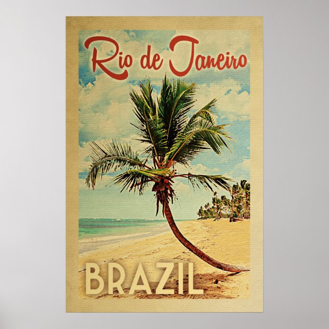 Affiche Vintage voyage de palmiers de Rio de Janeiro (Devant)