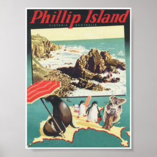 Affiche Vintage voyage de Phillip Island Australia