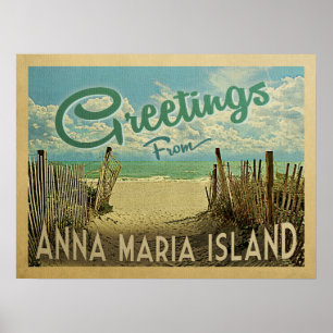 Affiche Vintage voyage de plage d'île d'Anna Maria