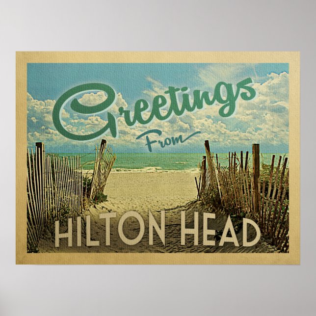 Affiche Vintage voyage de plage Hilton Head (Devant)