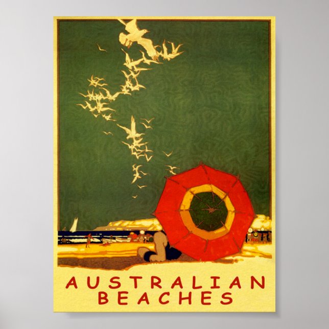 Affiche Vintage voyage de plages Australie (Devant)