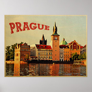 Affiche Vintage voyage de Prague