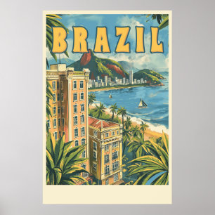 Affiche Vintage voyage de Rio de Janeiro, Brésil