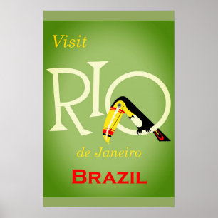 Affiche Vintage voyage de Rio de Janeiro Brésil