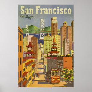Affiche Vintage voyage de San Francisco en Californie