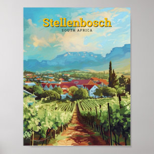 Affiche Vintage voyage de Stellenbosch Afrique du Sud