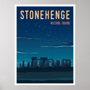 Affiche Vintage voyage de Stonehenge Wiltshire Angleterre