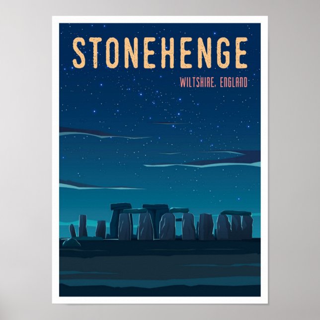 Affiche Vintage voyage de Stonehenge Wiltshire Angleterre (Devant)