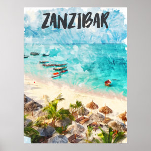 Affiche Vintage voyage de Zanzibar Tansania