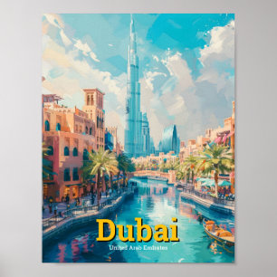 Affiche Vintage voyage des Émirats arabes unis de Dubaï