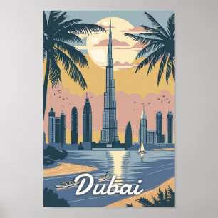 Affiche Vintage voyage des Émirats arabes unis de Dubaï