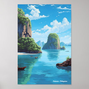 Affiche Vintage voyage des Philippines Palawan