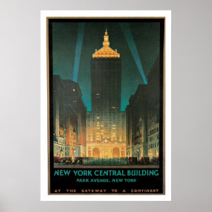 Affiche Vintage voyage du bâtiment central de New York