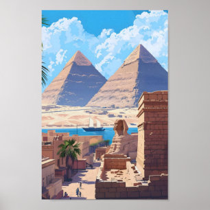 Affiche Vintage voyage du Caire Égypte