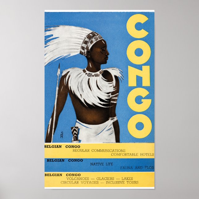 Affiche Vintage voyage du Congo restaurée (Devant)