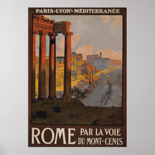 Affiche Vintage voyage Du Forum Romain À L'Aube.
