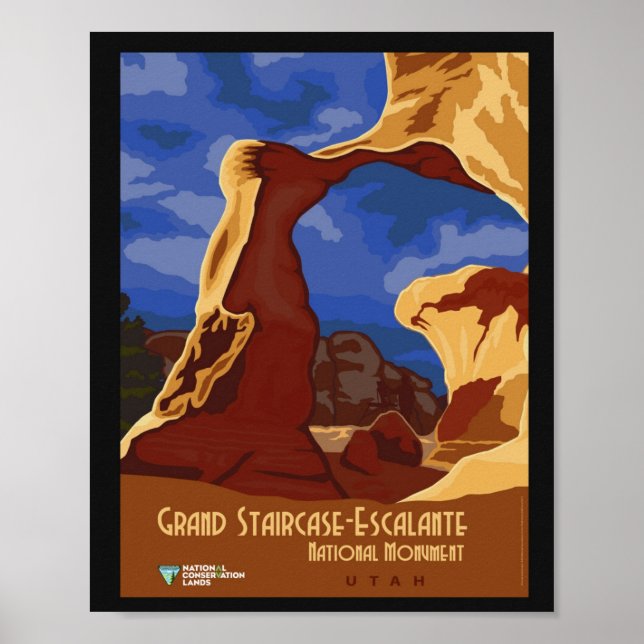Affiche Vintage voyage du monument national des Arches de  (Devant)