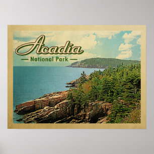 Affiche Vintage voyage du parc national Acadia