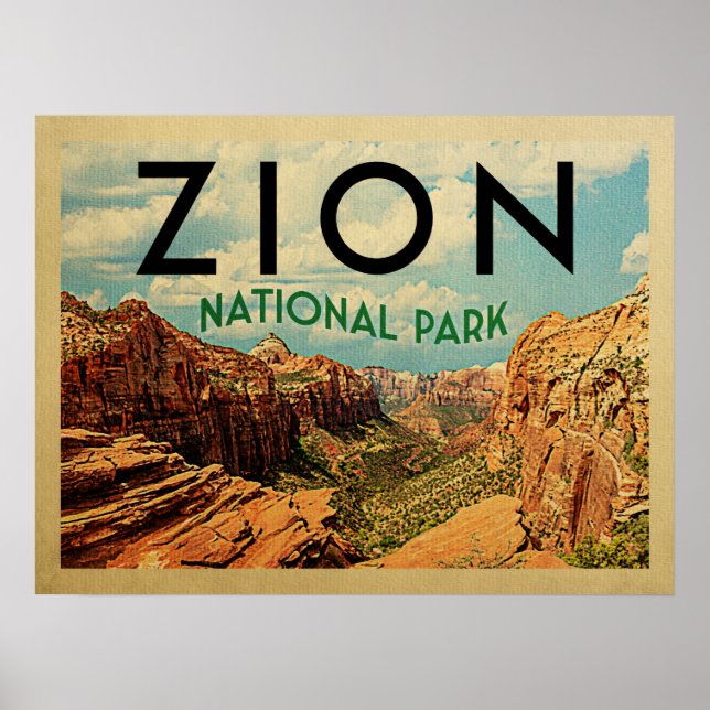 Affiche Vintage voyage du parc national de Zion (Devant)