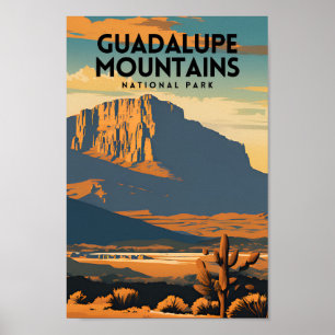 Affiche Vintage voyage du parc national des Monts Guadalup