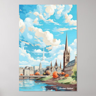 Affiche Vintage voyage écossais d'Aberdeen