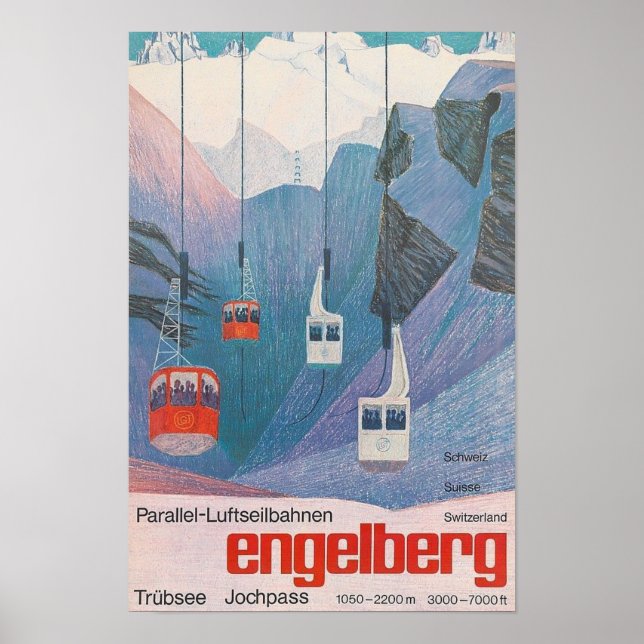 Affiche Vintage voyage Engelberg Suisse (Devant)