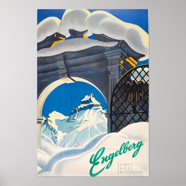Affiche Vintage voyage Engelberg Suisse (Devant)