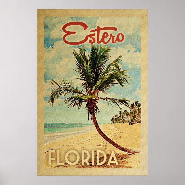 Affiche Vintage voyage Estero Palm Tree (Devant)