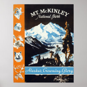 Affiche Vintage Voyage glorieux du mont McKinley en Alaska