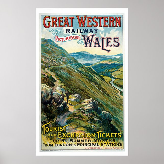 Affiche Vintage voyage Great Western Railway Wales (Devant)