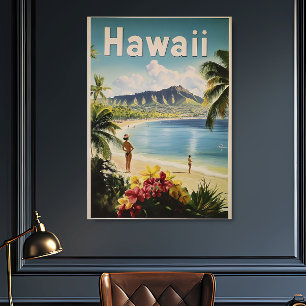 Affiche Vintage voyage Hawaï