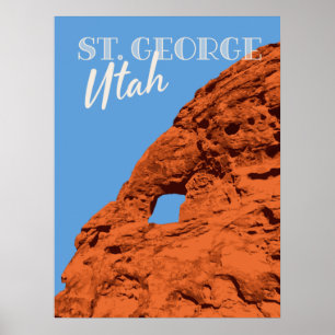 Affiche Vintage voyage Hike St. George Utah formation roch
