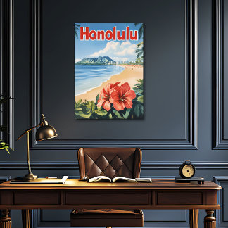 Affiche Vintage voyage Honolulu