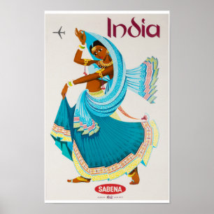 Affiche Vintage voyage indienne restaurée