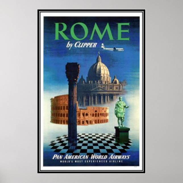 Affiche Vintage Voyage Italie, Rome - (Devant)