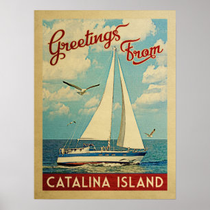 Affiche Vintage voyage la Californie de voilier d'île de