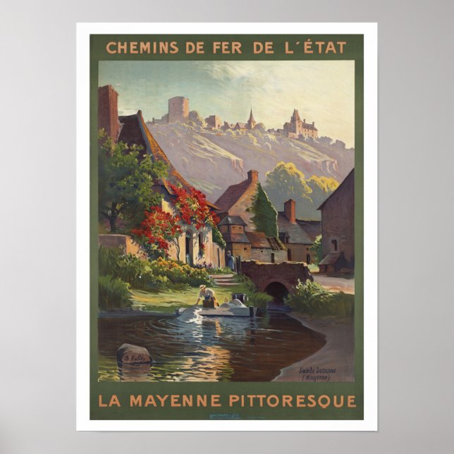 Affiche Vintage voyage La Mayenne Pittoresque France (Devant)