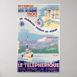 Affiche Vintage voyage - Lac d'Annecy - France