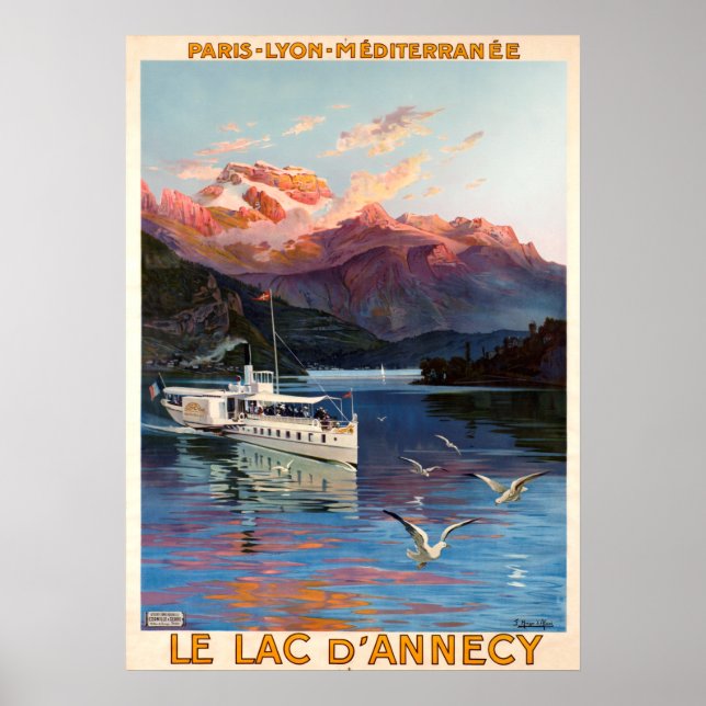 Affiche Vintage voyage - Le Lac d'Annecy - Lac d'Annecy (Devant)