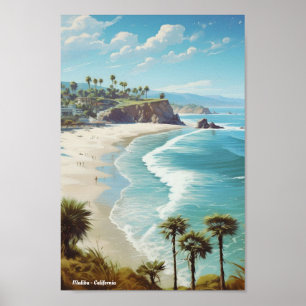 Affiche Vintage voyage Malibu California USA