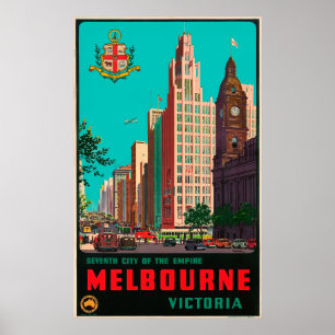 Affiche Vintage voyage - Melbourne - Australie