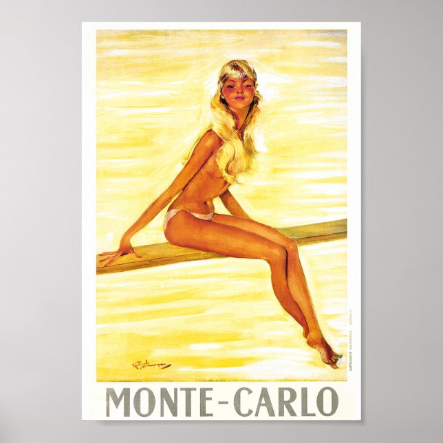 Affiche Vintage voyage - Monte-Carlo - Monaco (Devant)