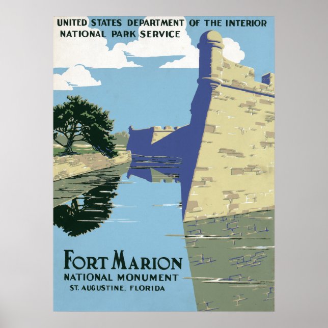 Affiche Vintage voyage montrant Fort Marion (Devant)