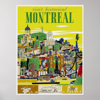Affiche Vintage voyage - Montréal - Québec - Canada