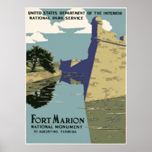 Affiche Vintage voyage national du Monument de Fort Marion